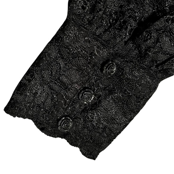 FARM Rio Black Lace Turtleneck Long Sleeve Beaded Feathered Dress Size S - Picture 7 of 8